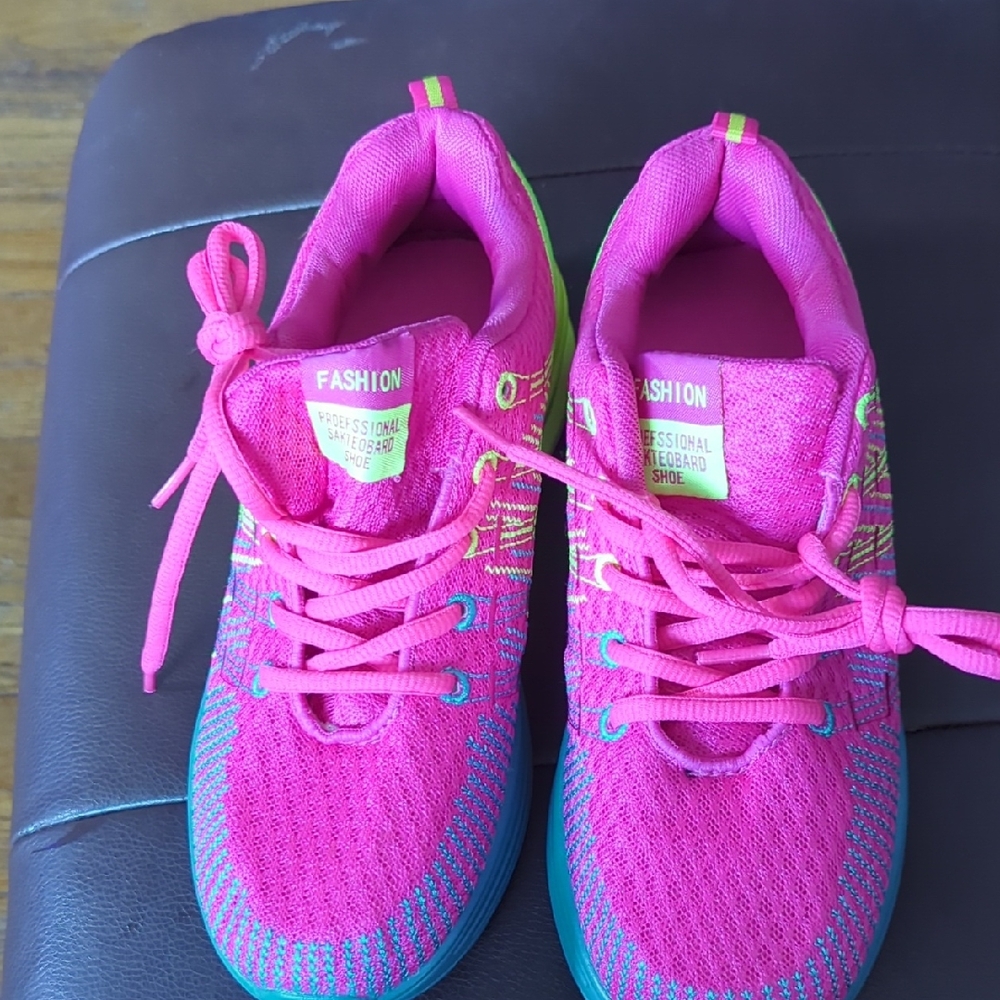 Pink and Blue Athletic Shoes